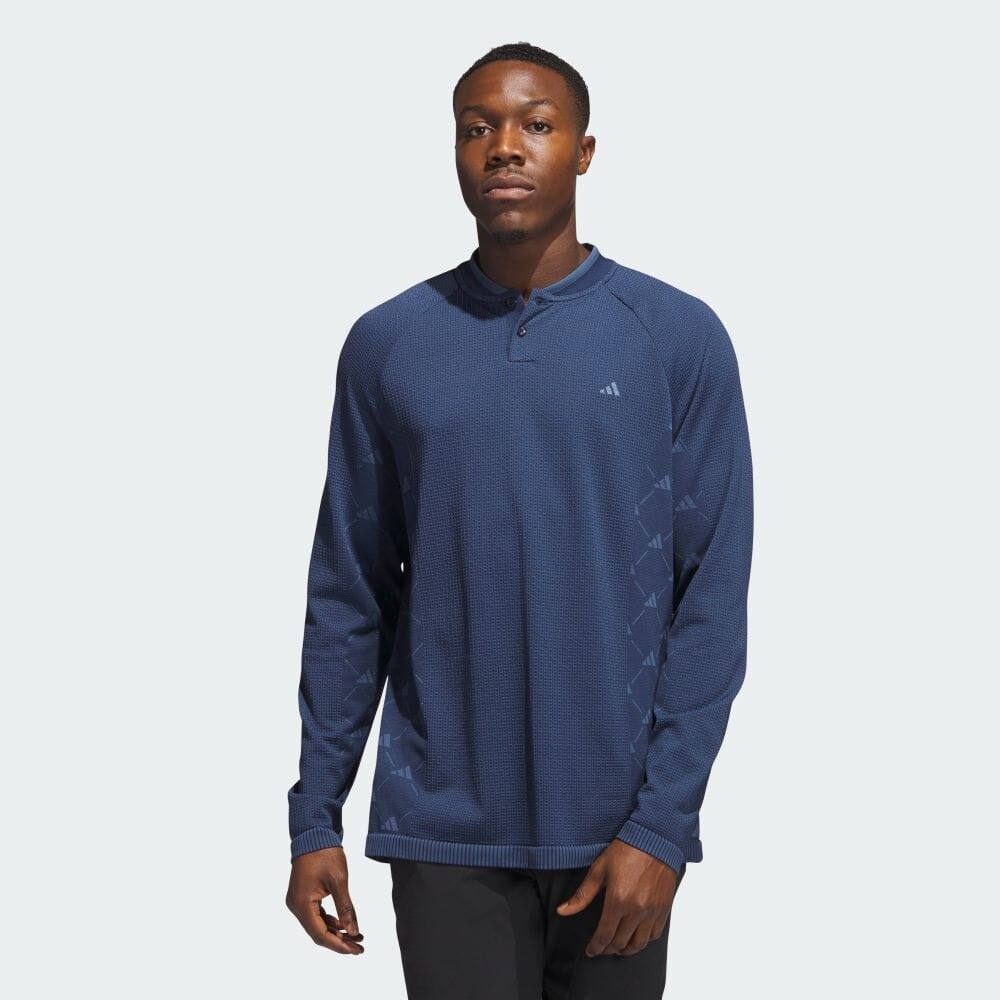 

Поло Adidas PRIMEKNIT Side Seamless Stand Collar Long Sleeve Shirt, цвет College Navy