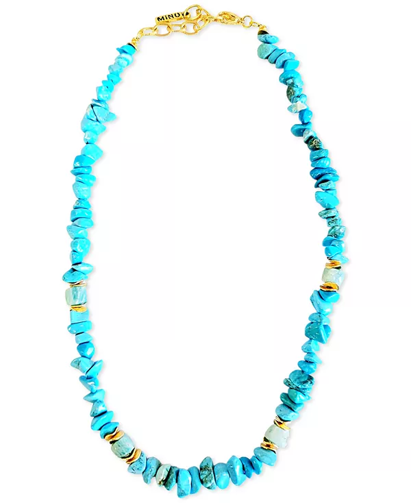 

Ожерелье-Воротник из золотистой бирюзы и амазонита, 16 дюймов + удлинитель 2 дюйма Minu Jewels, turquoise