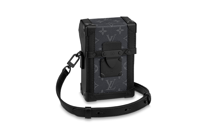 

LOUIS VUITTON Вертикальный кожаный багажник на плечо через плечо с кошельком мужской черный