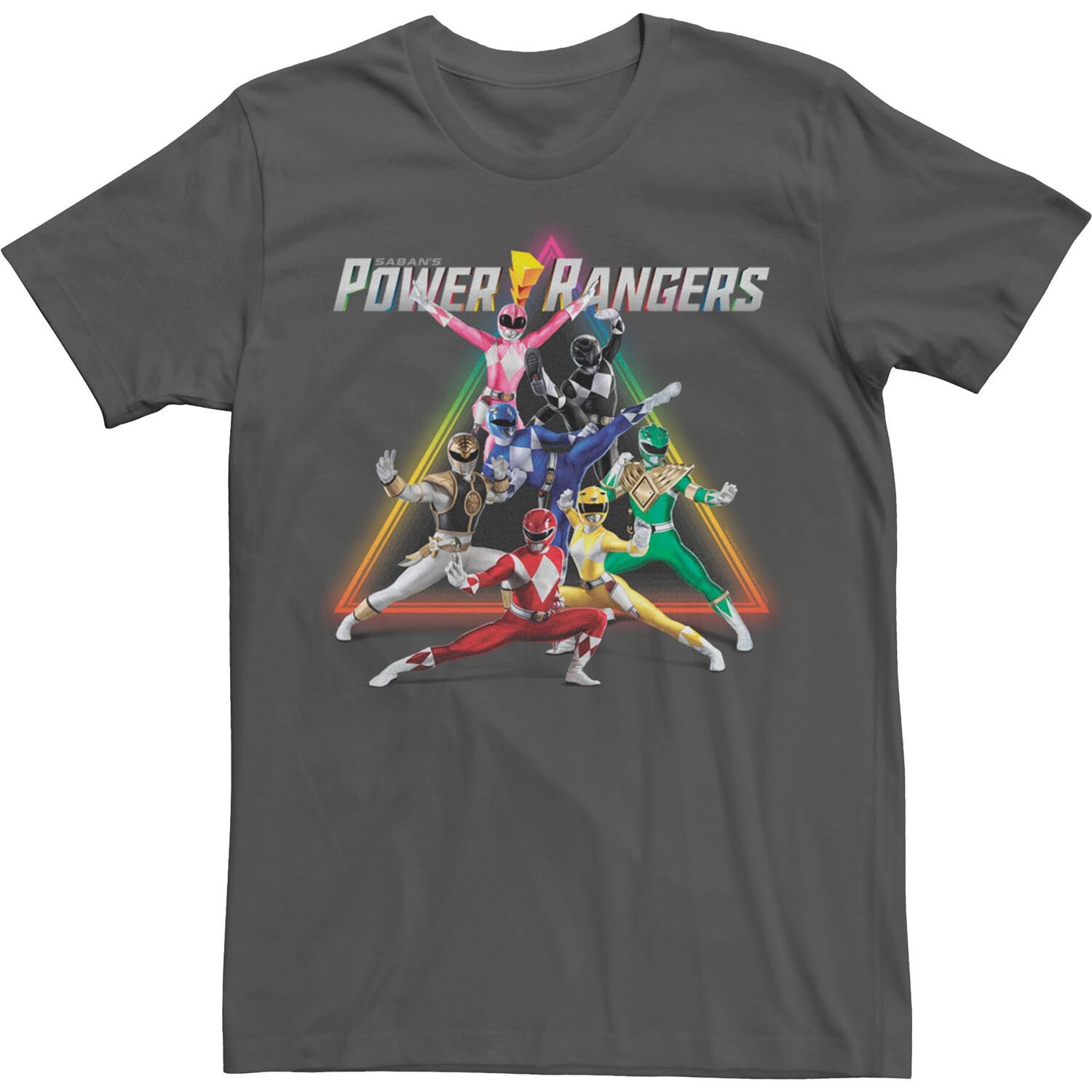 

Мужская футболка Power Rangers Group Shot с треугольниками и радужной отделкой Licensed Character