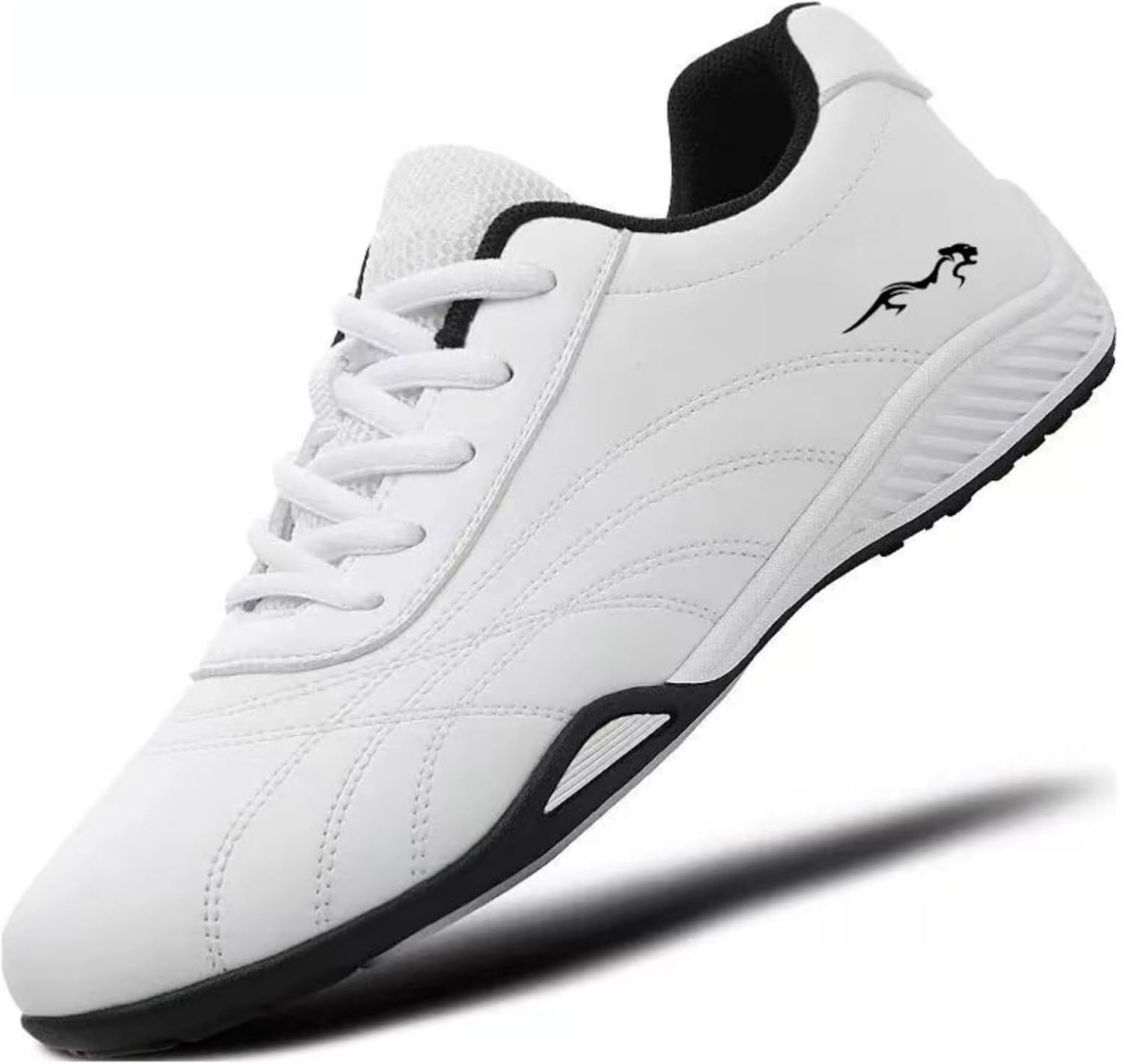 

Мужские кожаные низкие кеды с шнуровкой, круглым носком, дышащие и удобные, подходящие для ходьбы, повседневной и рабочей носки, подходят для делового повседневного стиля Houdbdol, белый