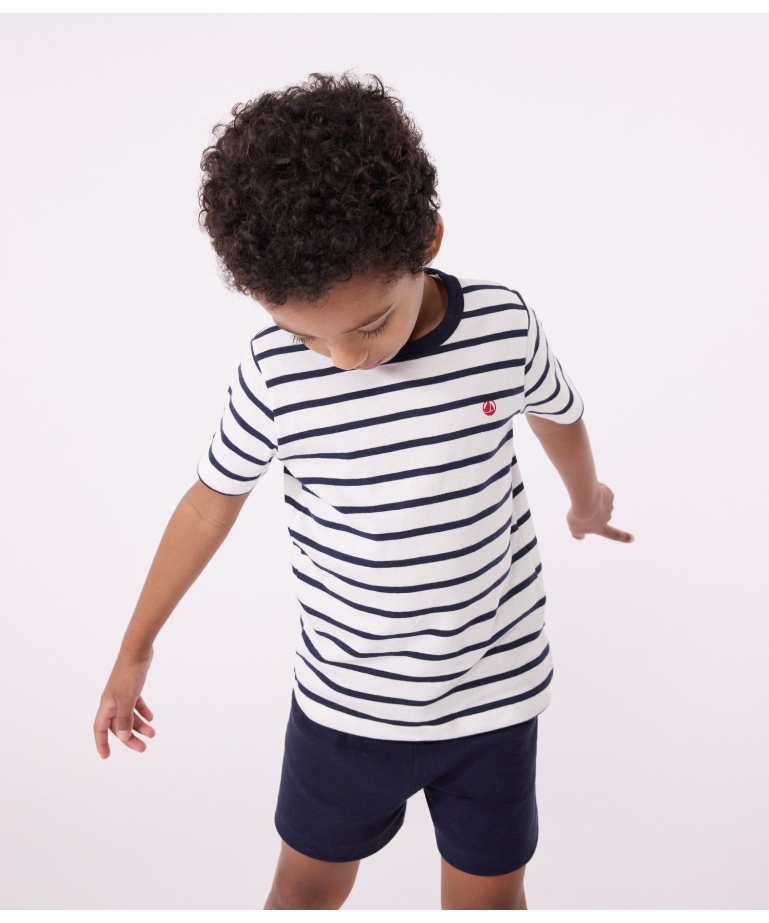 Пижама Marinière с короткими рукавами Petit Bateau, Off-white / Dark navy