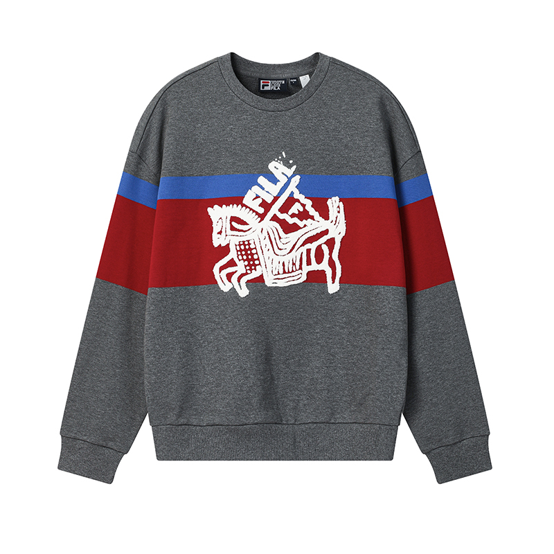 

FILA Свитшот Unisex Jia Ma Heather Gray с круглым вырезом, умеренно свободный
