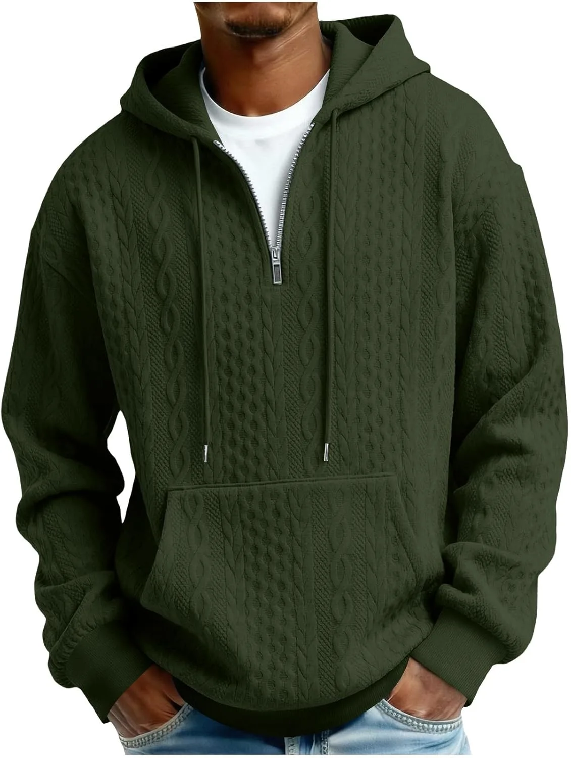 

Толстовка с молнией на четверть мужская Cable Knit