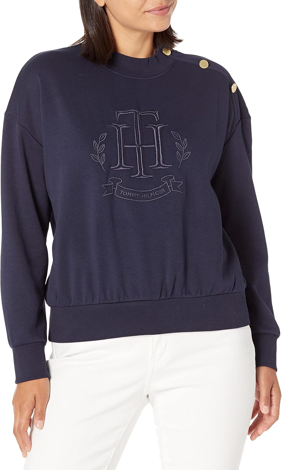 

Женская кофта Tommy Hilfiger с адаптивным портом и застежкой-липучкой, увеличенным круглым вырезом, Masters Navy