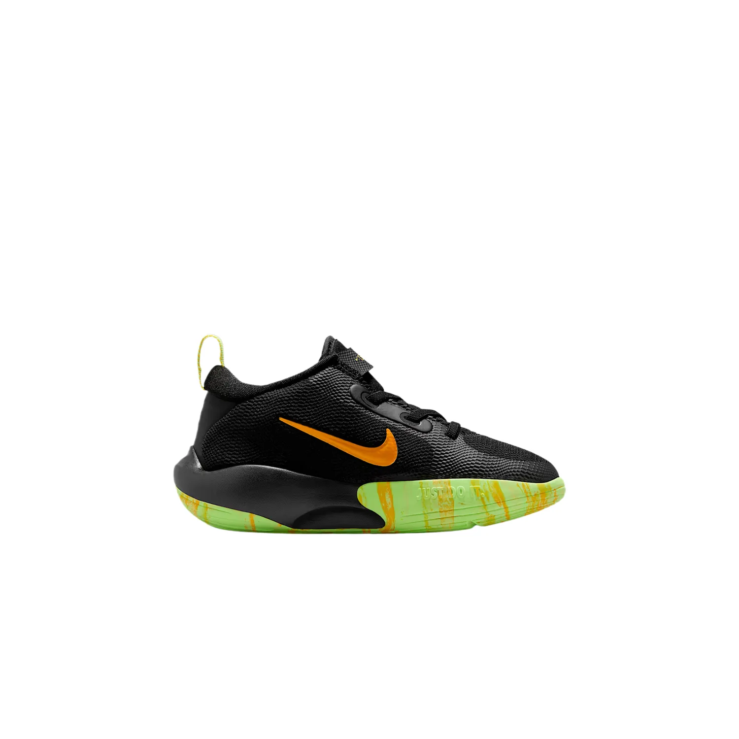 ISOFLY Cushioning Breathable Low top детские тренировочные кроссовки для детей 3-7 лет Nike, черный/explosion зеленый желтый/laser оранжевый — фото 3