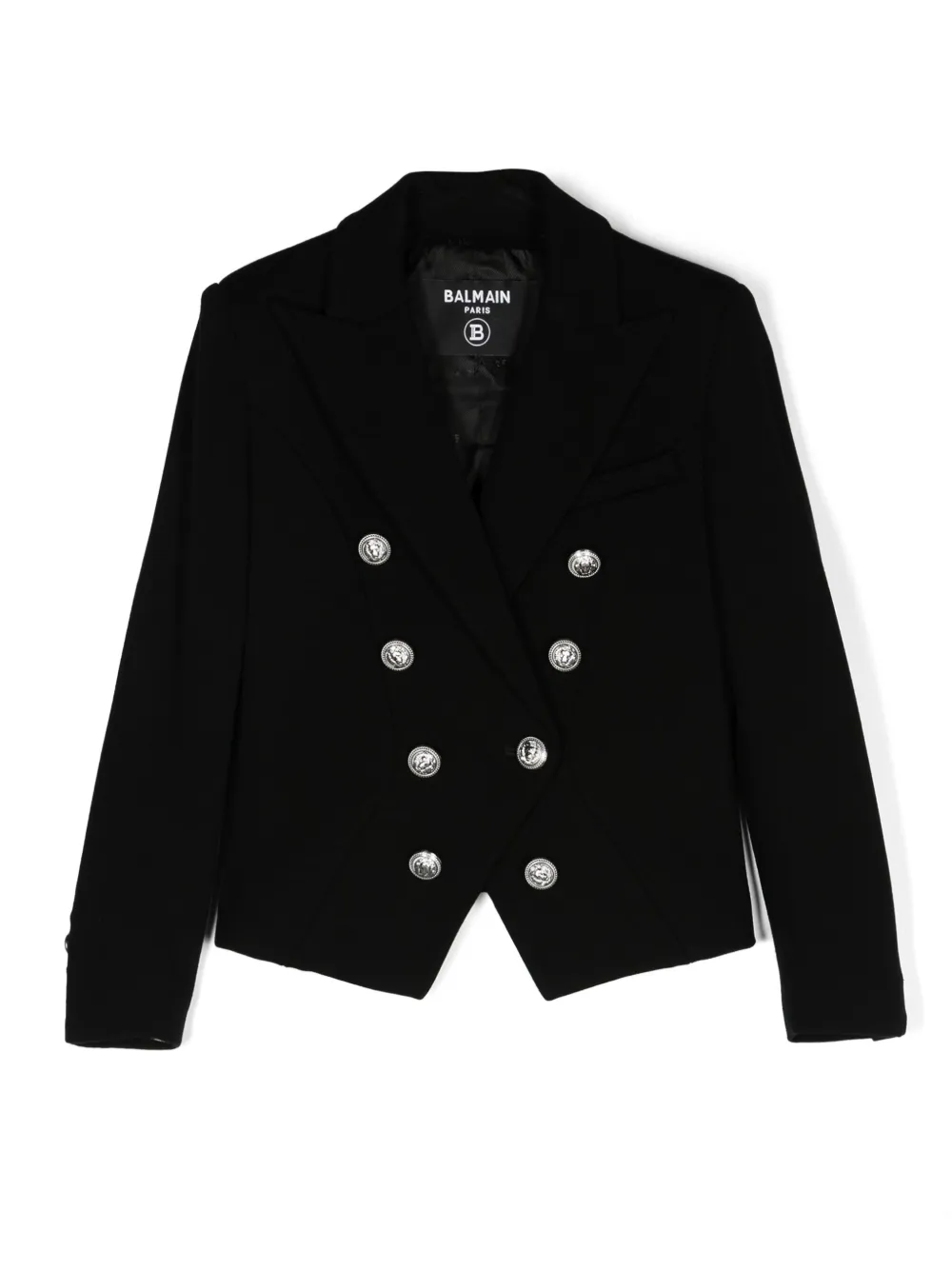 

Двубортный блейзер с гравировкой Coin Balmain Kids, черный