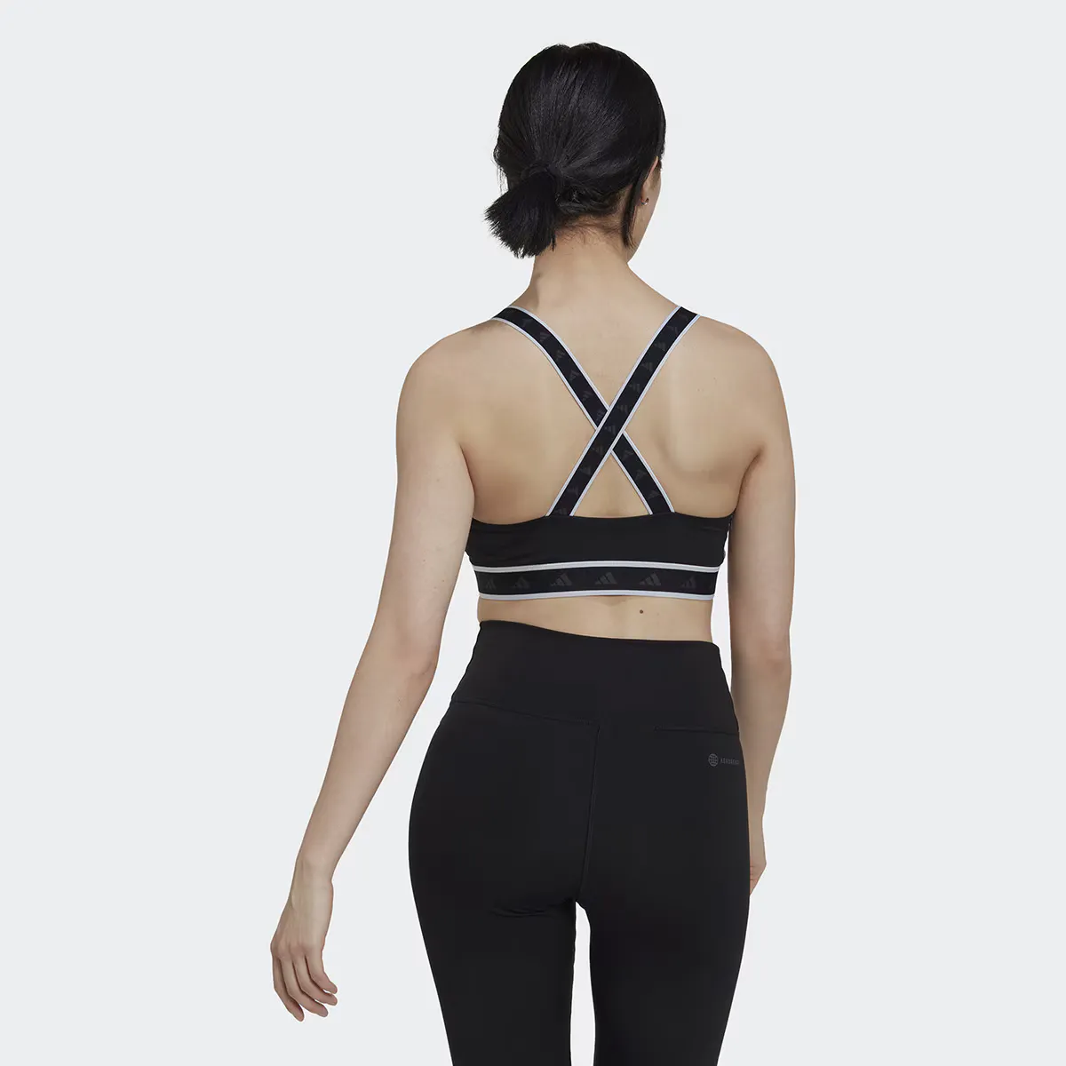 Женские Powerimpact Training Средняя поддержка Techfit Топ Adidas, чёрный — фото 2