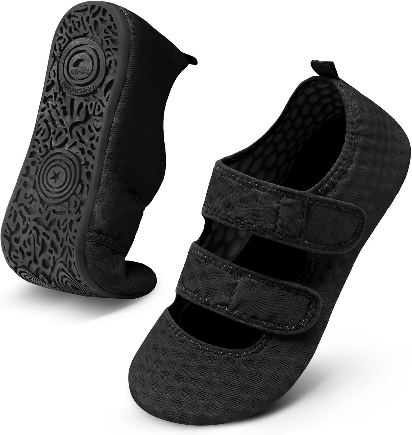 

Обувь для воды Barerun для женщин и мужчин, широкая, пляжная, плавательная, аквааэробика, быстросохнущие, для бассейна, реки, моря, сандалии, нескользящие, черный