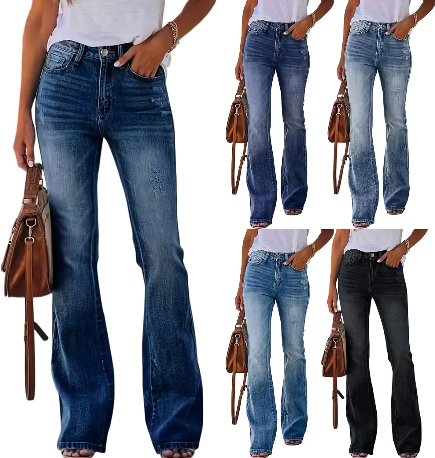 

Джинсы bootcut low rise для женщин stretchy distressed flare FULILYEO