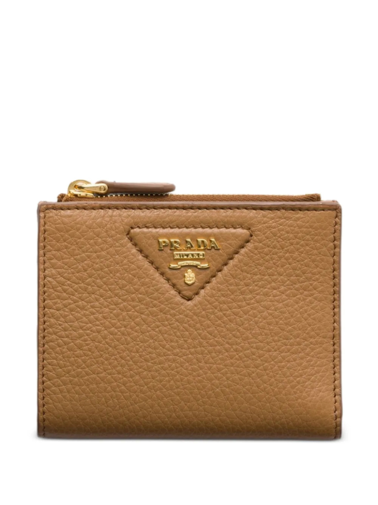 

Маленький кошелек Prada из зернистой кожи, коричневый