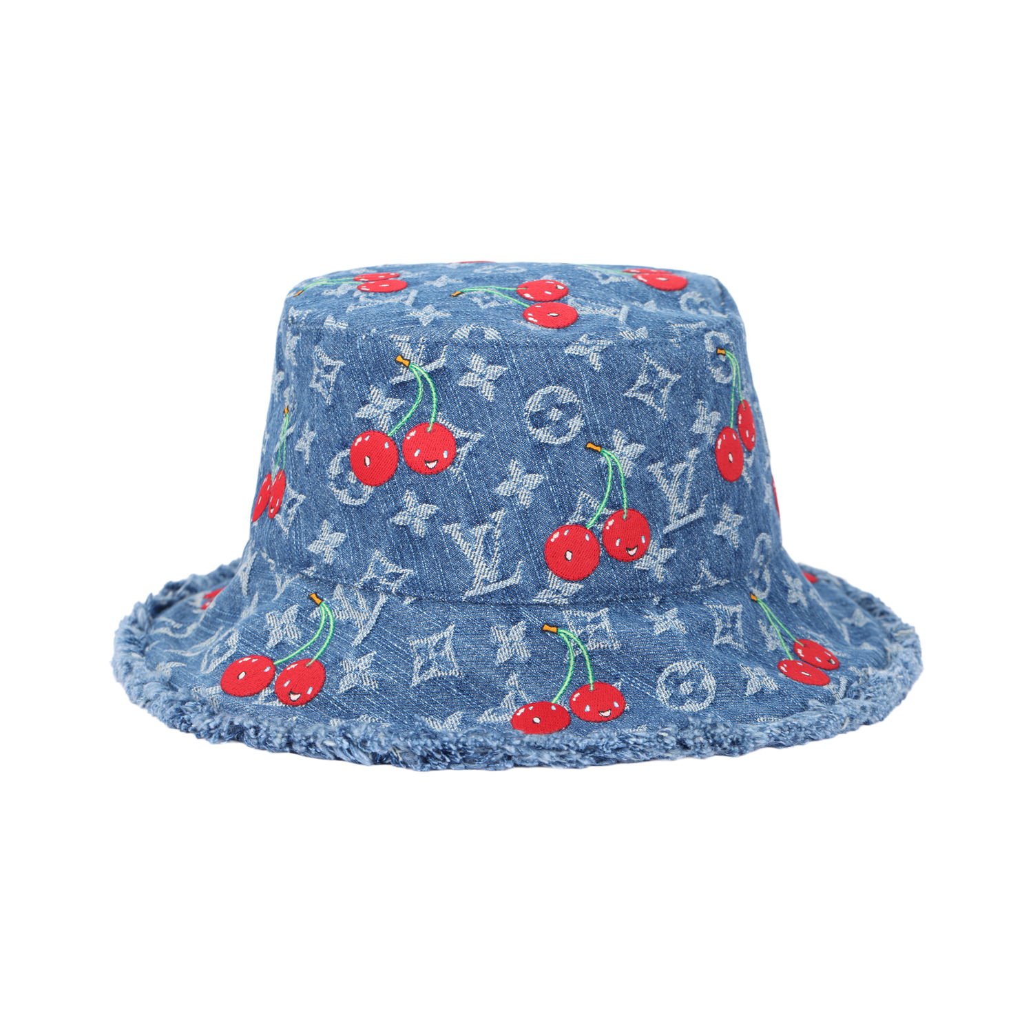 LOUIS VUITTON Панама шляпа Takashi Murakami с джинсовой вишней, Blue — фото 2