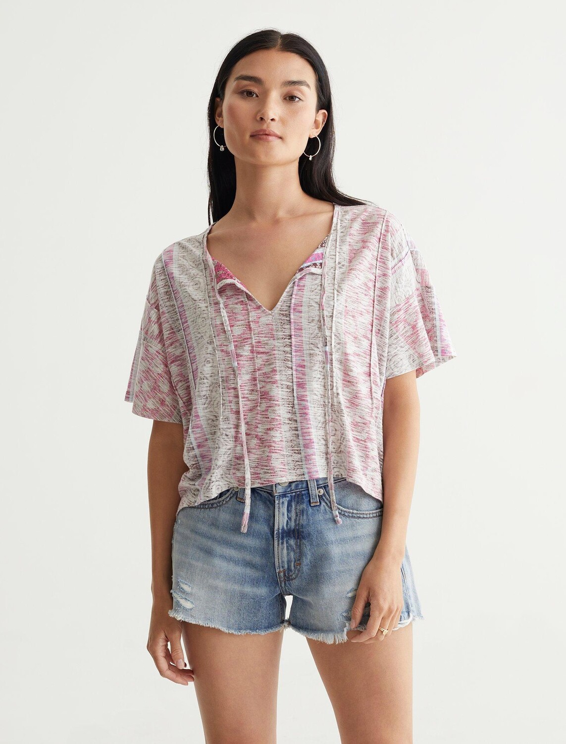 

Женский топ хай-лоу с защипами Lucky Brand, цвет Light Pink