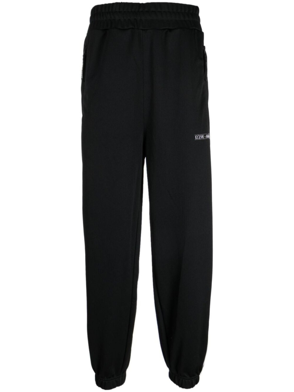 

izzue logo-patch elasticated-waistband track pants, черный
