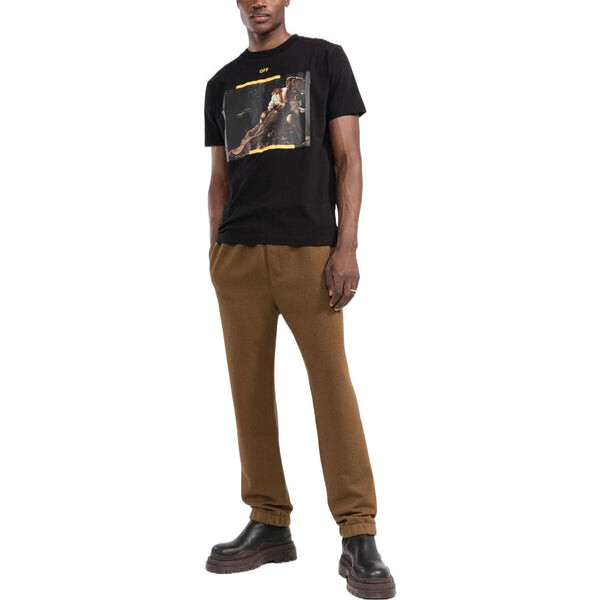 Футболка men's fw22 caravaggio arrow character printing casual short sleeve black t-shirt Off-White, черный — фото 2