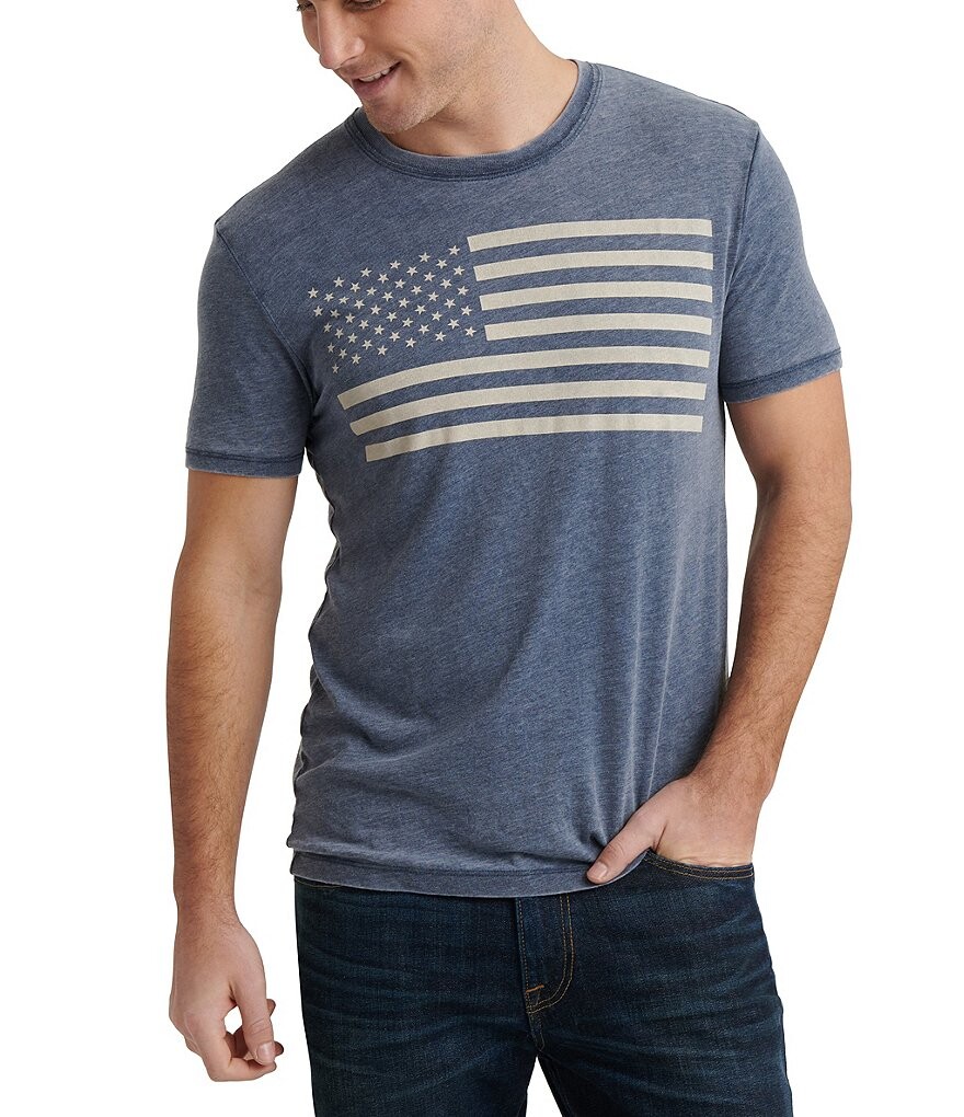

Футболка Lucky Brand с короткими рукавами и флагом США, синий