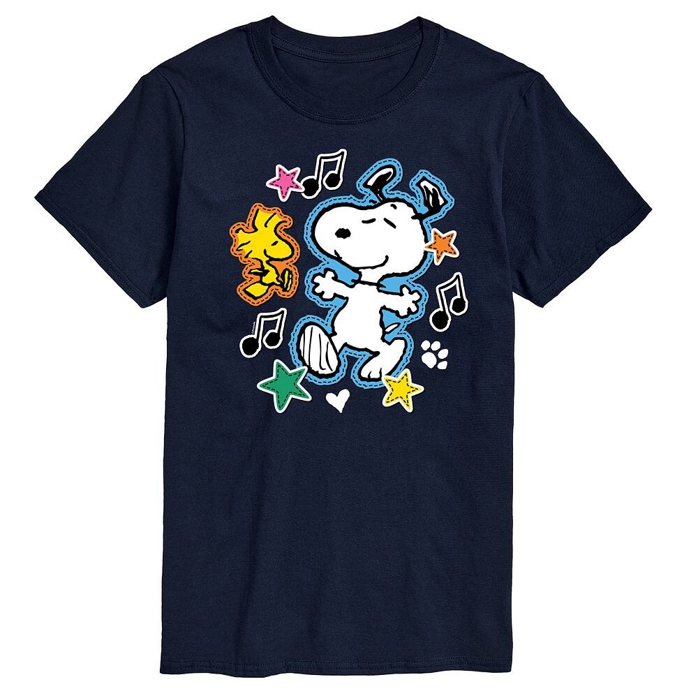 

Мужская футболка с рисунком Peanuts Snoopy Woodstock Licensed Character, темно-синий