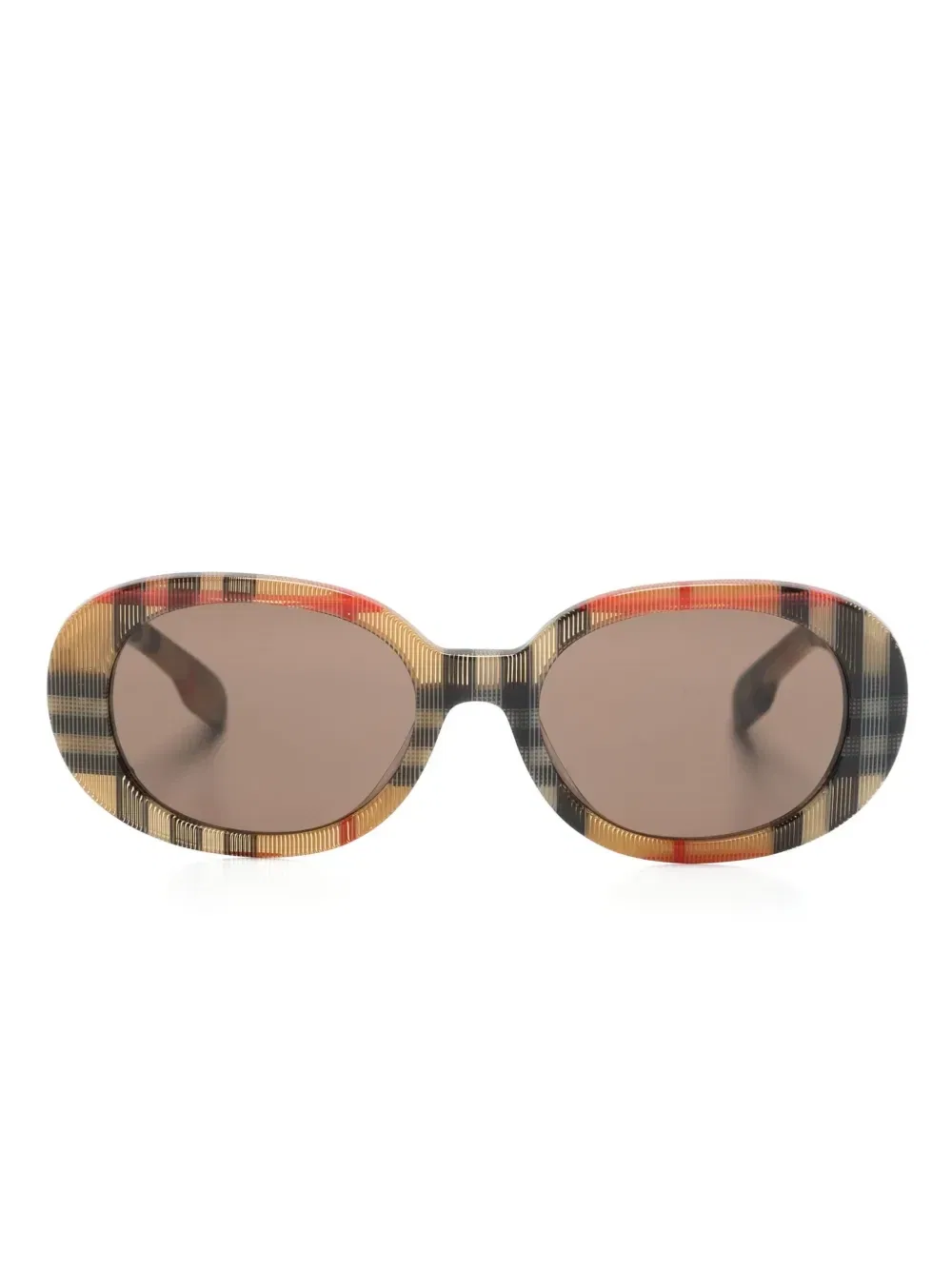 Солнцезащитные очки в овальной оправе в клетку Vintage Check Burberry Kids, коричневый