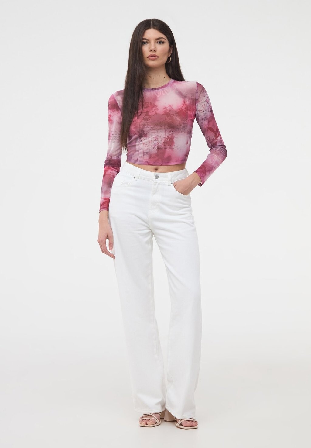 

Футболка с длинным рукавом CROP IN TIE-DYE CON SCRITTE Terranova, фуксия