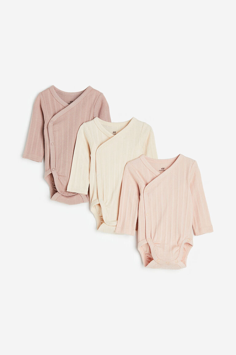 

Три пары боди в рубчик H&M, розовый