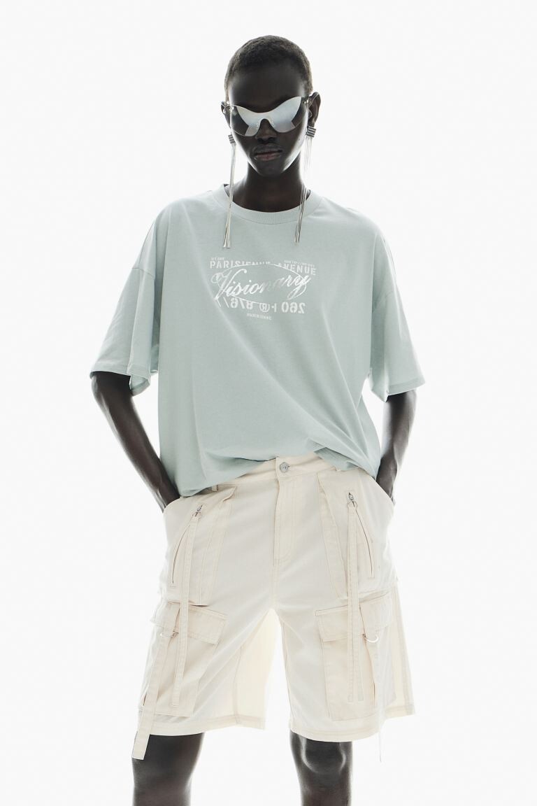 

Хлопковые шорты карго H&M, бежевый