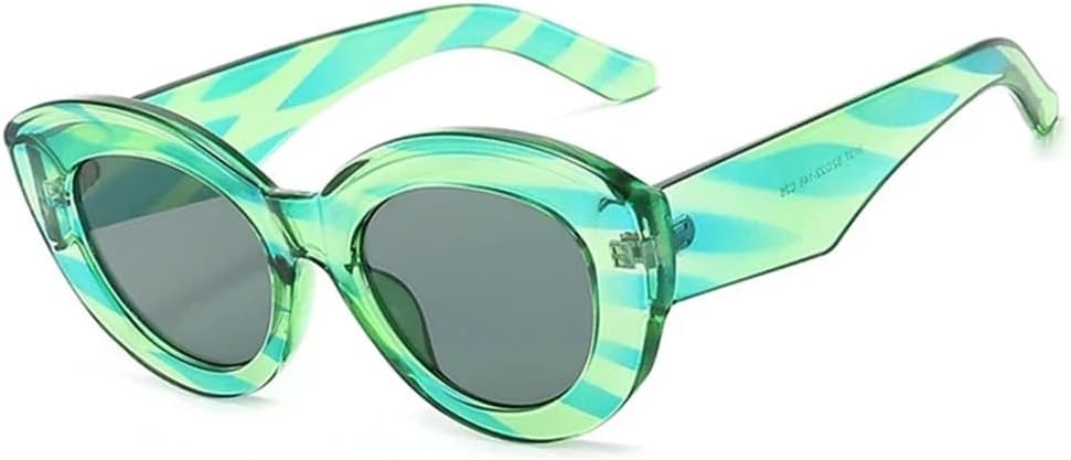 

Большие женские солнцезащитные очки «кошачий глаз» с зелеными полосками, защита от УФ-излучения UV400, мужские овальные очки для занятий спортом на открытом воздухе и верховой езды UYPTK, Green Striped