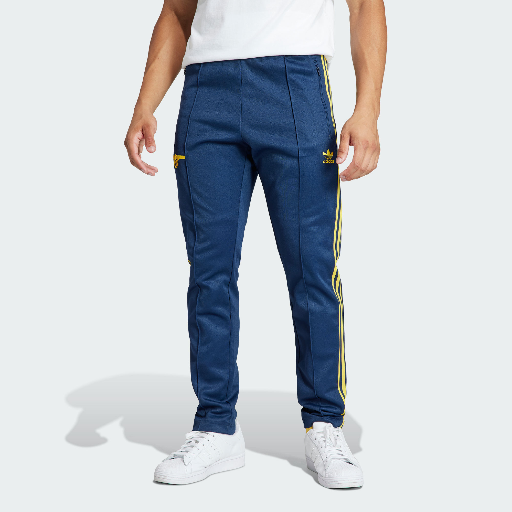 Adidas Originals Спортивные брюки Arsenal Beckenbauer, вязаные спортивные брюки, мужские, темно-синие/желтые — фото 4