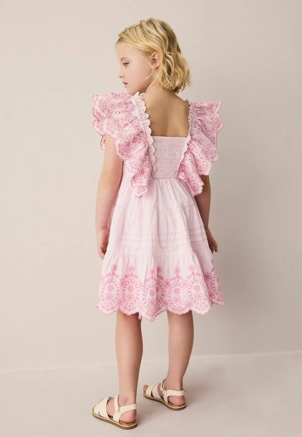 Платье повседневное, прямого кроя, с вышивкой, многоярусное Laura Ashley, Pink — фото 2