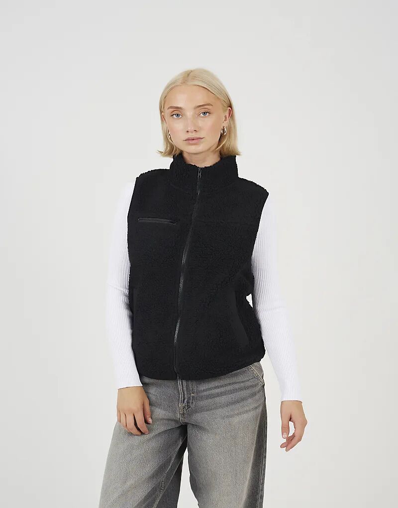 

Жилет Brave Soul из флиса на молнии черного цвета