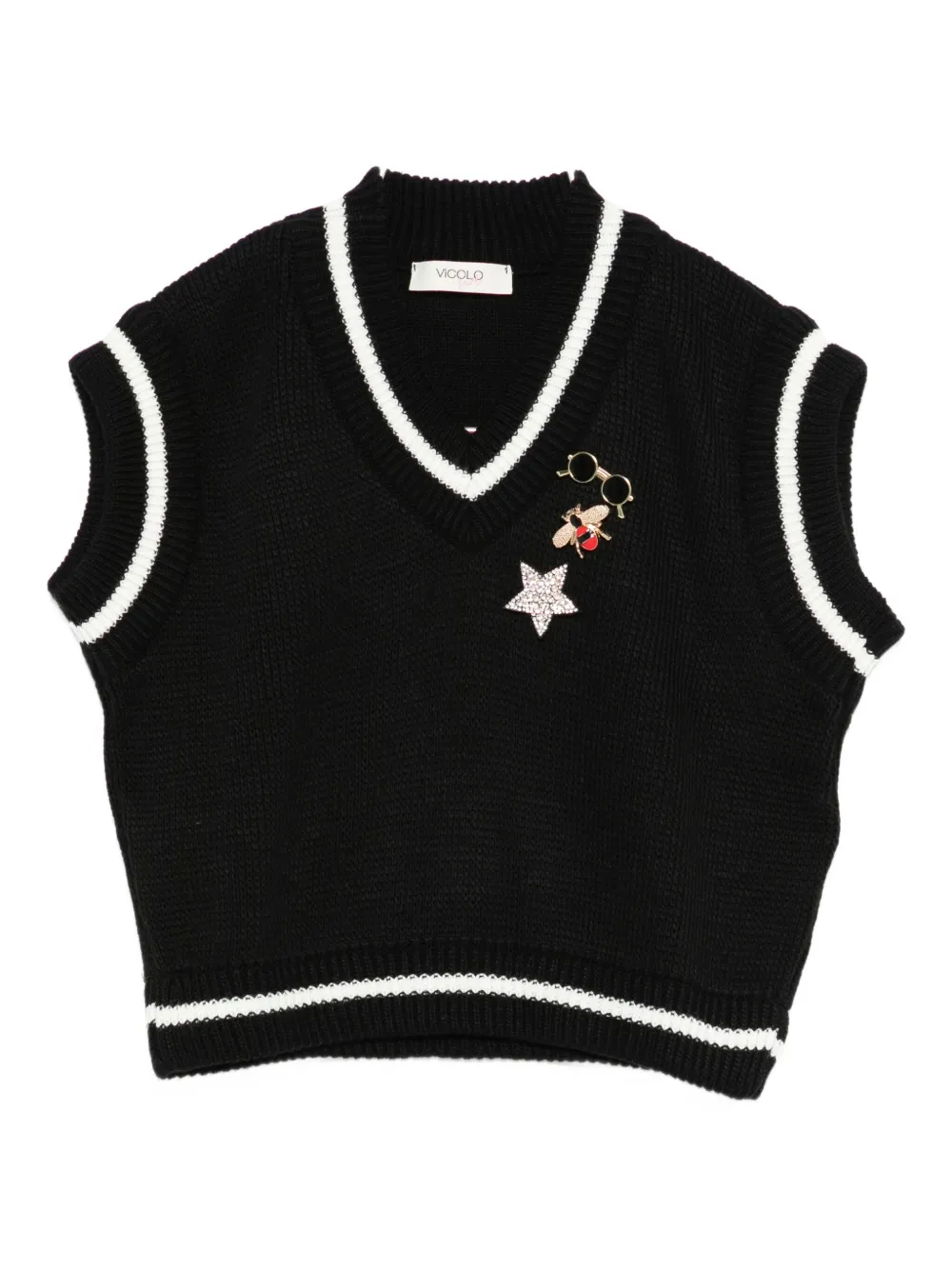 

Жилет с V-образным вырезом и отделкой Vicolo, черный