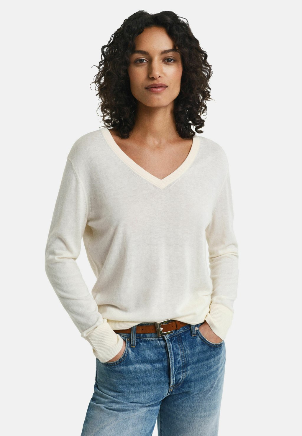 

Джемпер V-NECK GANT, молочный