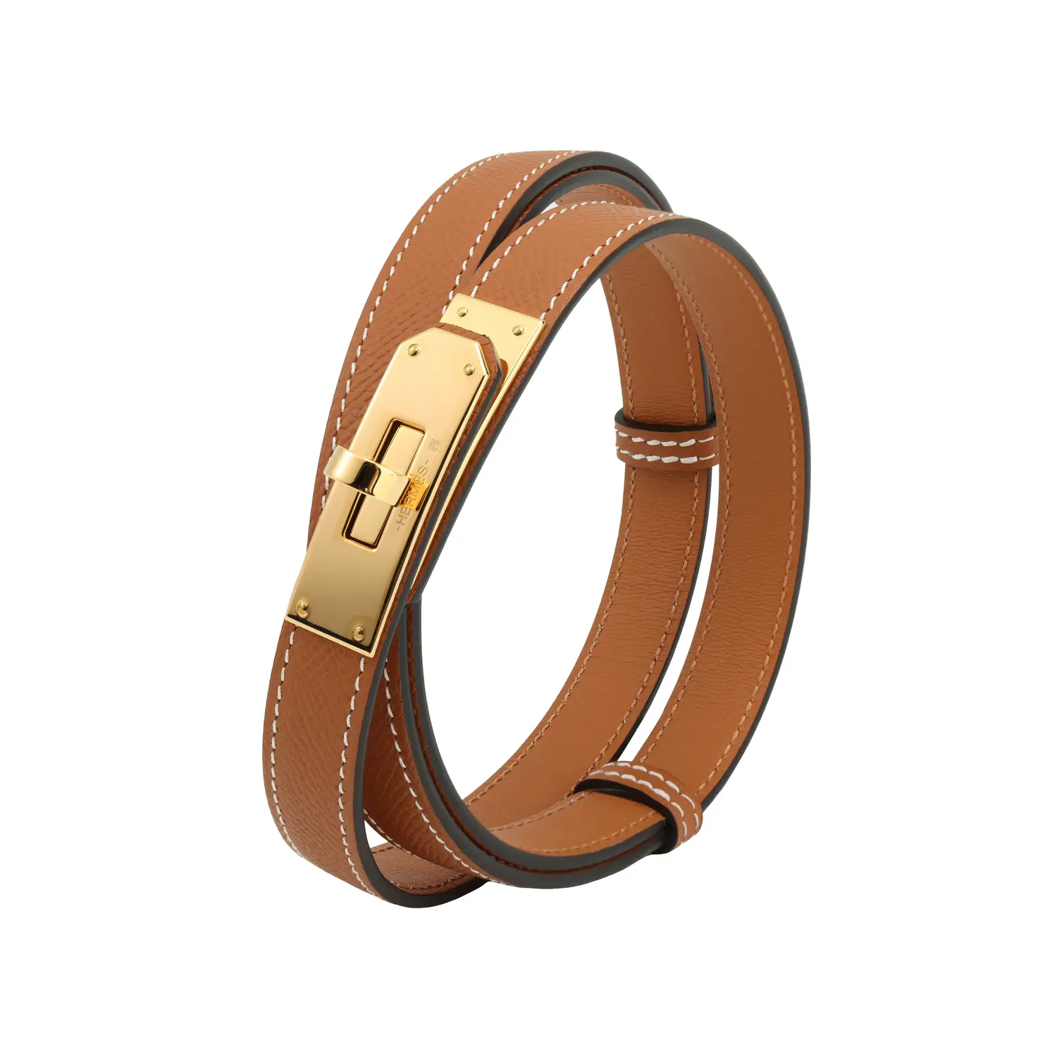 HERMES Кожаный ремень Kelly для женщин, Gold Brown — фото 4