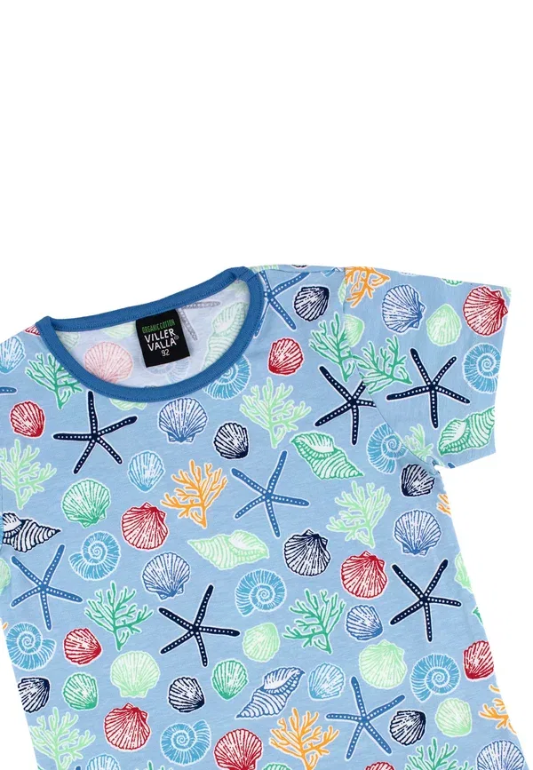 Футболка Villervalla 0079mpa print t-shirt, цвет ракушка светло-морской — фото 3