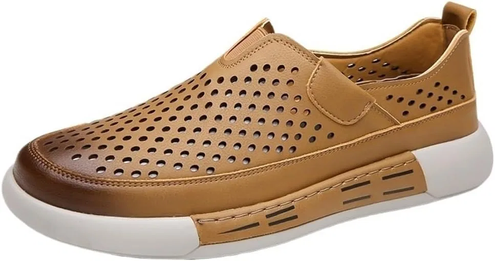 Мужские лоферы ортопедические Leather Orthopedic Shoes, желтый DHFIRUFSHLO
