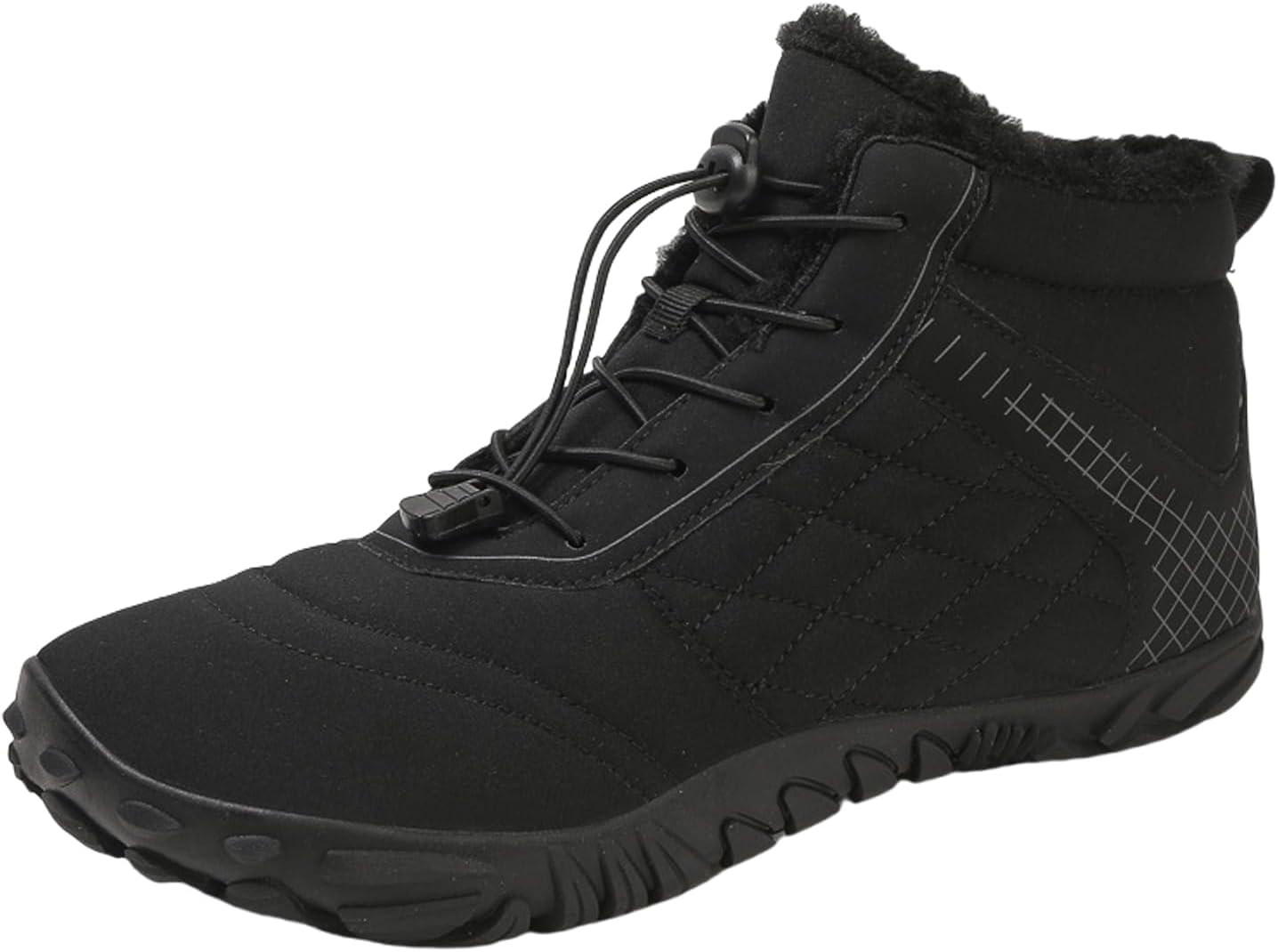 

Мужские и женские минималистичные обувь Зимние сапоги, подошва с нулевым перепадом, теплые, удобные, противоскользящие походные ботинки Generic, черный