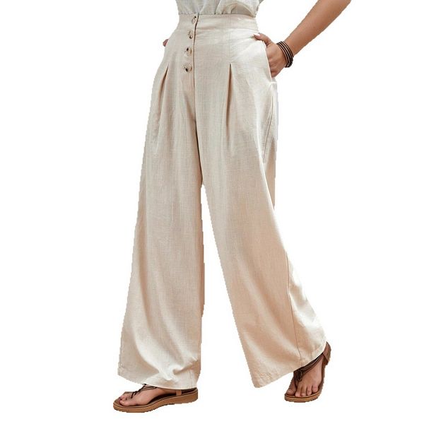 

Женские брюки casual с широкими штанинами, эластичным поясом и карманами Yesfashion