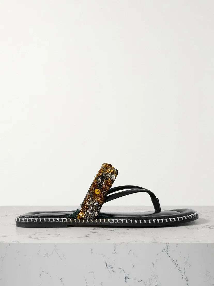 Декорированные кожаные сандалии с квилтингом DRIES VAN NOTEN, бирюзовый