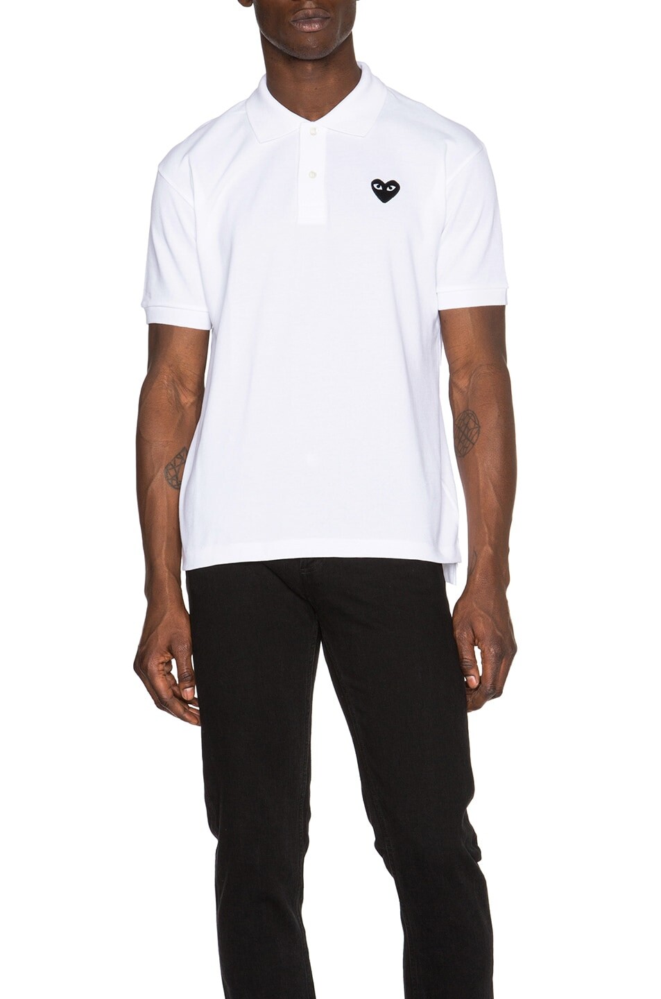 

Поло Comme des Garçons Cotton With Black Emblem, белый