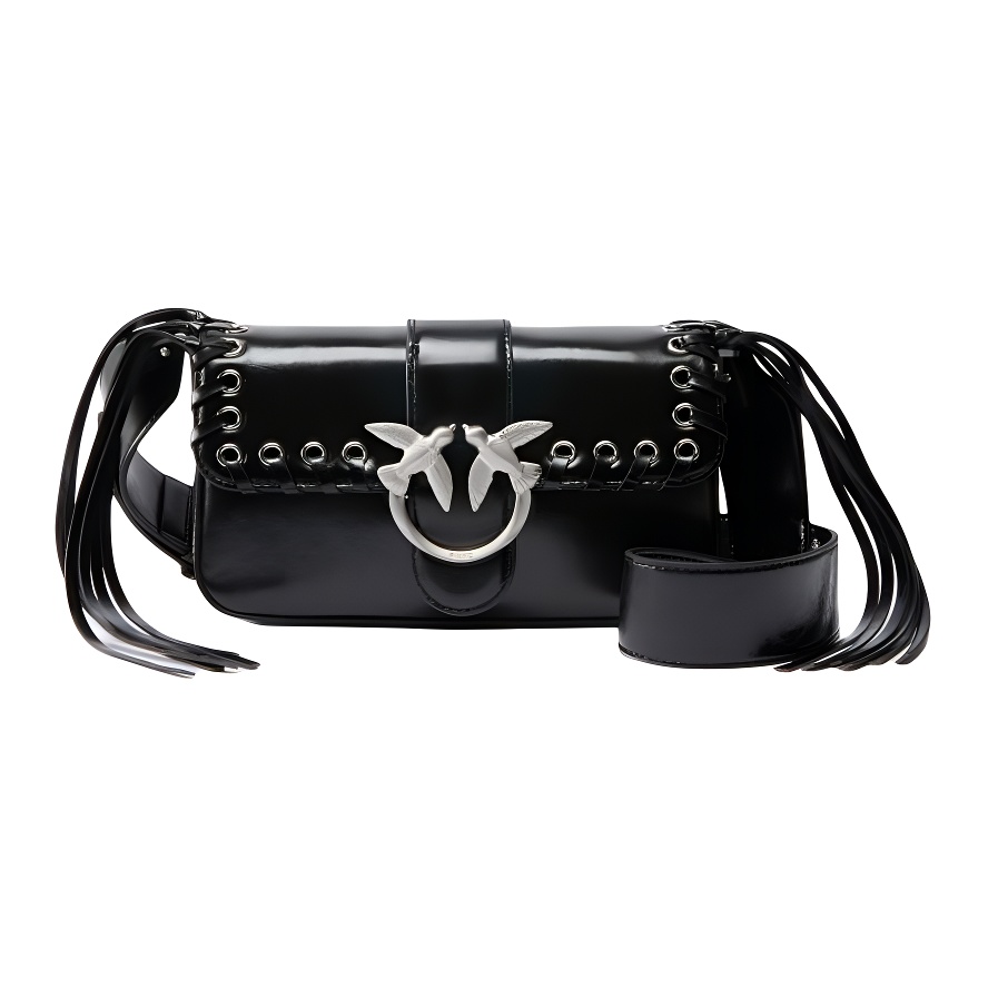 

PINKO Кожаная сумка через плечо женская маленькая черная