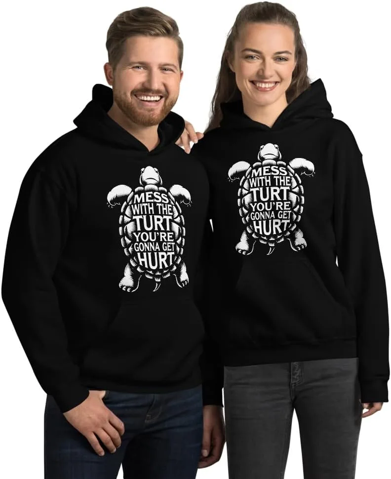 Толстовка Unisex Mess With The Turt You're Gonna Get Hurt, футболка Funny Turtle Lover Generic, черный