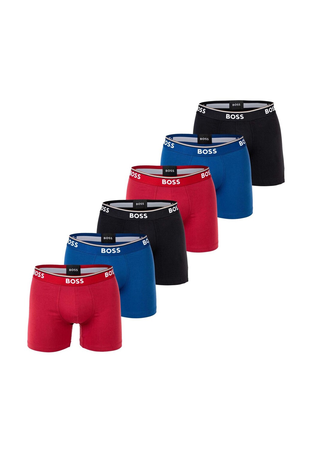 

Мужские боксеры, 6 шт. - Boxer Briefs 6P Power, хлопок стрейч, логотип BOSS, цвет Rot Blau Schwarz