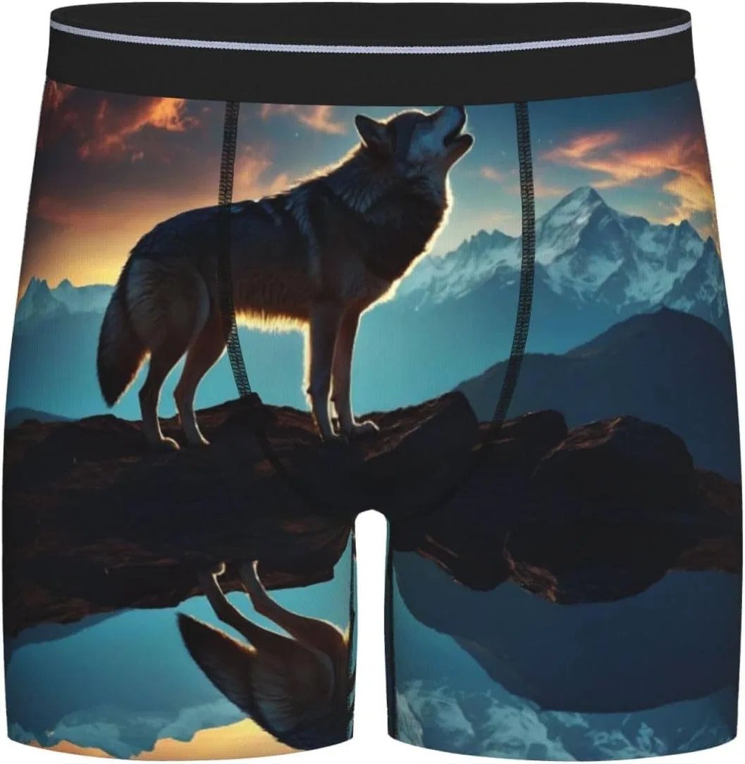Боксеры с принтом Wolf, Black