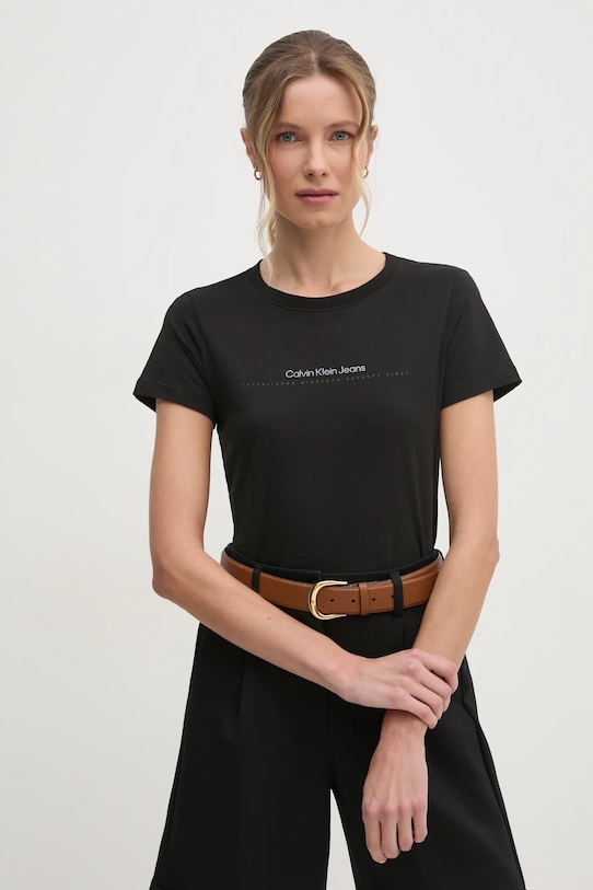 

Хлопковая футболка Calvin Klein Jeans, черный