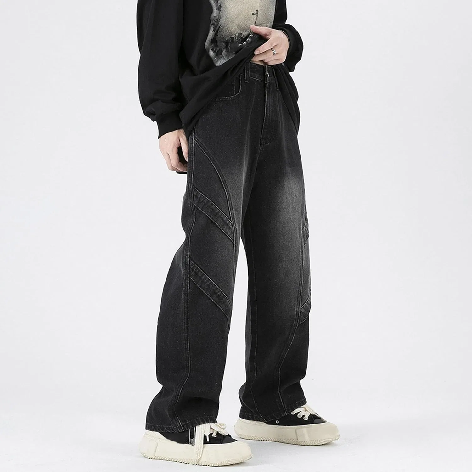 Джинсы свободные Y2K Hip Hop, Black — фото 3