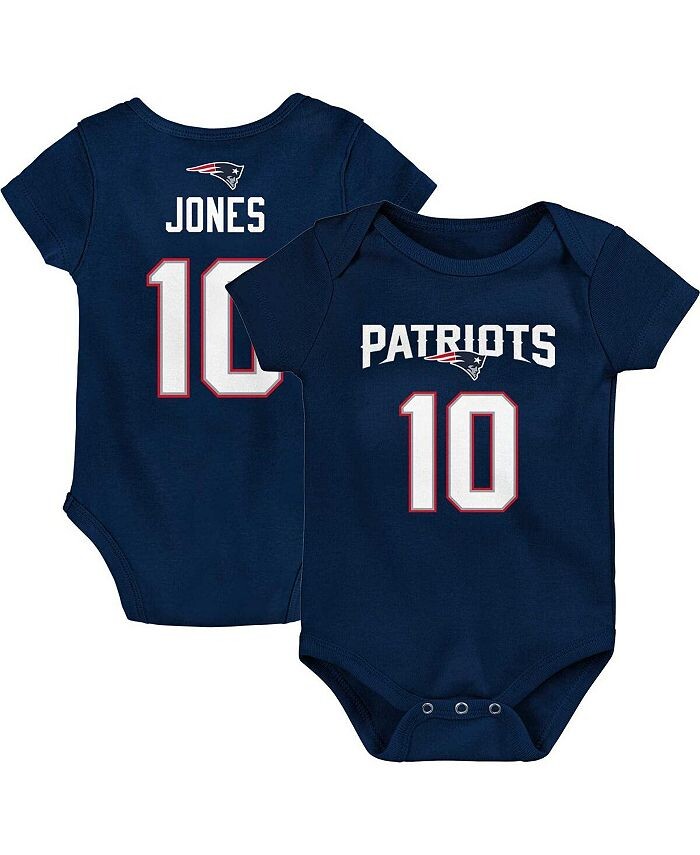 

Боди Mac Jones Navy New England Patriots для новорожденных, имя и номер игрока темно-синего цвета для мальчиков и девочек Outerstuff, синий