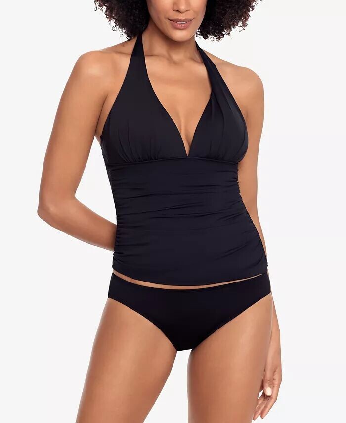 

Топ танкини Beach Club с формованной чашкой и трусики-бикини Hipster Lauren Ralph Lauren, синий