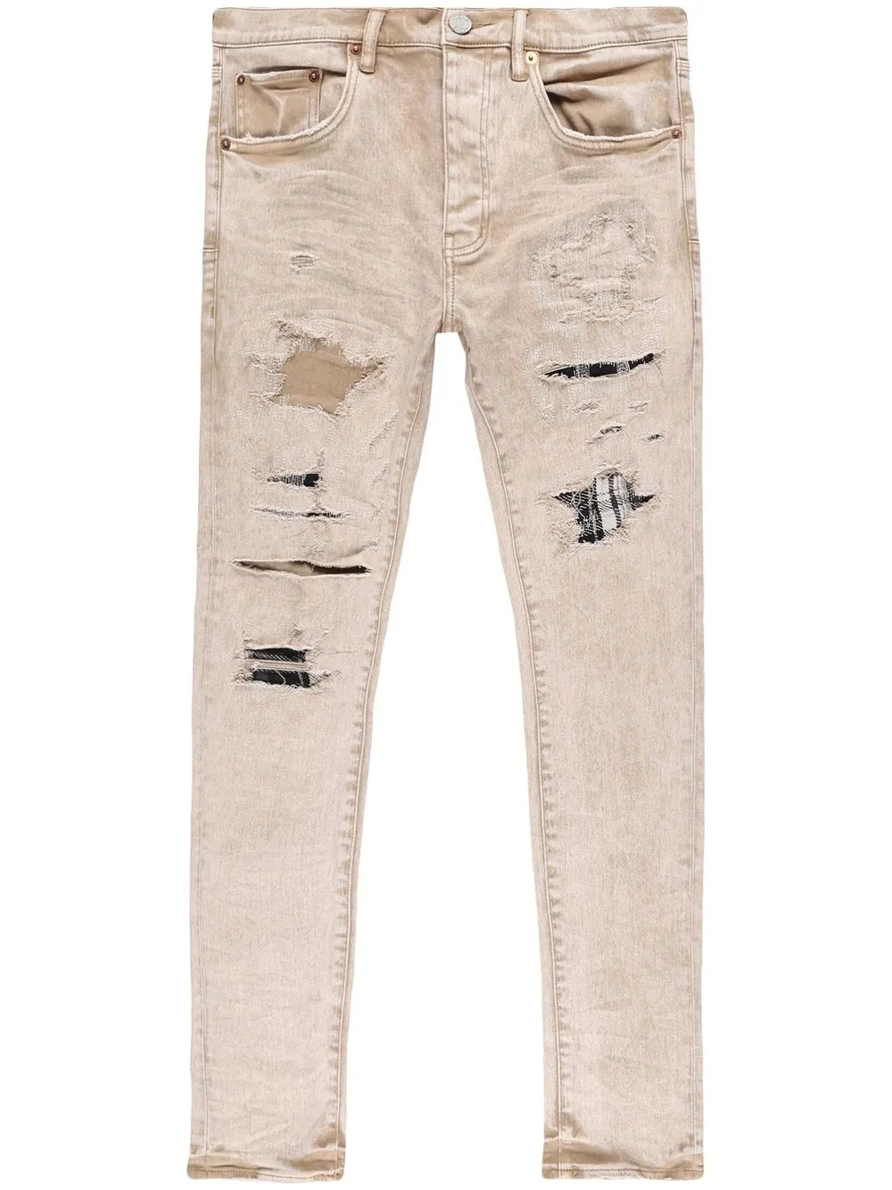 

Джинсы BEIGE HEAVY REPAIR WITH PLAID PATCH "Beige" Purple Brand, нейтральный