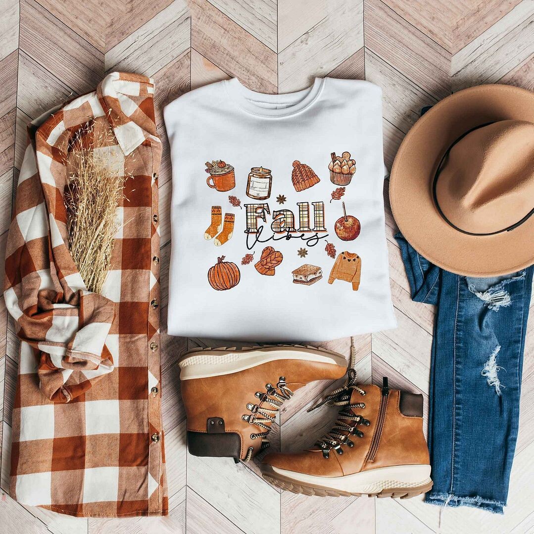 

Толстовка с коллажем в клетку Fall Vibes Simply Sage Market