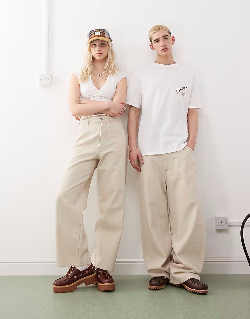 

Брюки Weekday Astro Unisex из льняной смеси бежевого цвета
