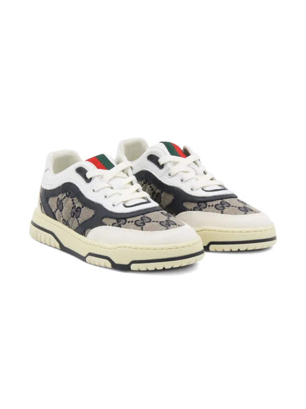 Кожаные кроссовки Re-web gg-monogram Gucci Kids, белый